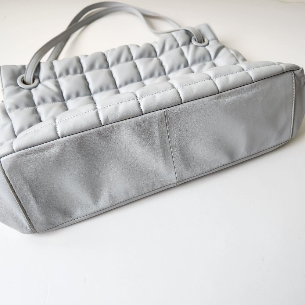 Vince Camuto Jass Quilted Puffy Large Shoulder Bag Tote Gray Faux Leather Soft - Picture 3 of 13
